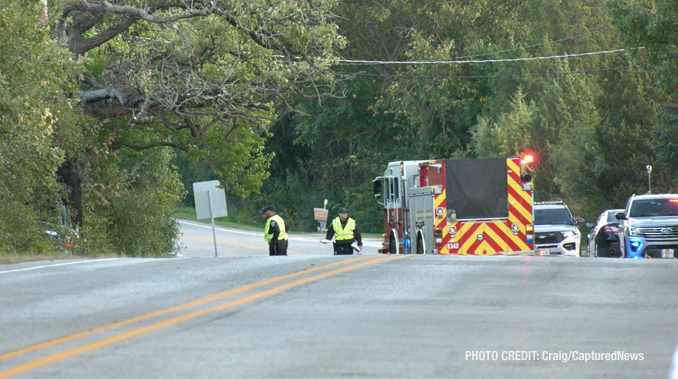 Crash scene on Gilmer Road south of Erhart Road Saturday evening, October 7, 2023 (PHOTO CREDIT: Craigh/CapturedNews)