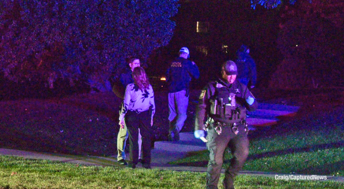 Lake County Sheriff's Office on the scene near townhouse in the Prairie Pointe neighborhood of Round Lake Beach on Wednesday evening, October 18, 2023 (Craig/CapturedNews)