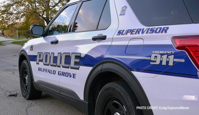 A wrecked Ford Explorer at a fatal crash scene on Sunday, October 22, 2023 at 1010 Johnson Drive in Buffalo Grove (Craig/CapturedNews).