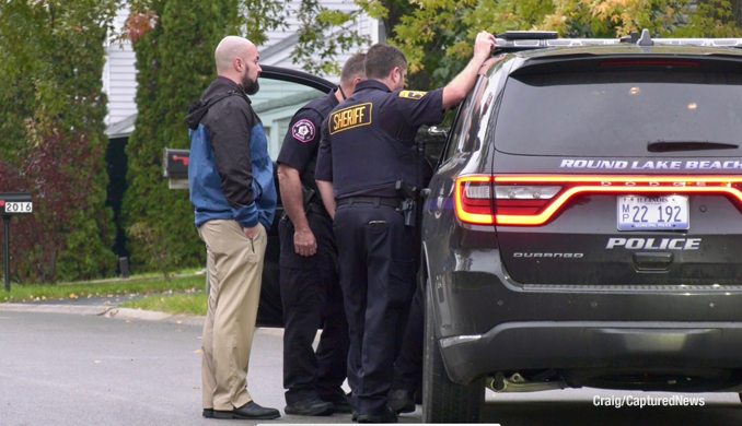 Round Lake Beach police and Lake County MCAT on scene after a sledge hammer attacker was shot and killed by police on Wednesday, October 25, 2023 (PHOTO CREDIT: Craig/CapturedNews)