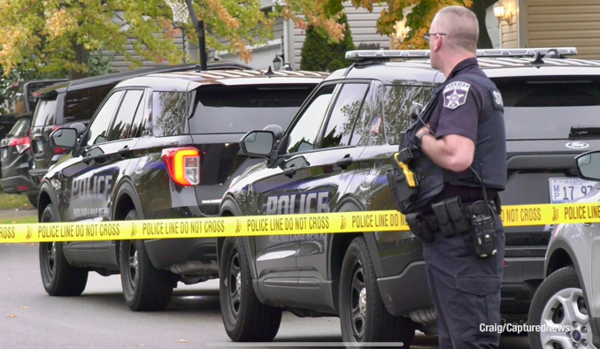 Round Lake Beach police and Lake County MCAT on scene after a sledge hammer attacker was shot and killed by police on Wednesday, October 25, 2023 (PHOTO CREDIT: Craig/CapturedNews)
