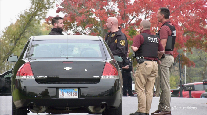 Round Lake Beach police and Lake County MCAT on scene after a sledge hammer attacker was shot and killed by police on Wednesday, October 25, 2023 (PHOTO CREDIT: Craig/CapturedNews)