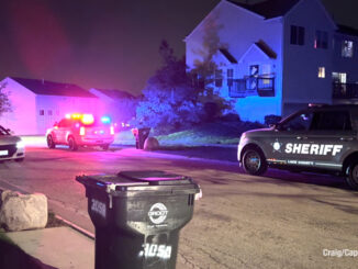 Lake County Sheriff's Office on the scene near townhouse in the Prairie Pointe neighborhood of Round Lake Beach on Wednesday evening, October 18, 2023 (Craig/CapturedNews)