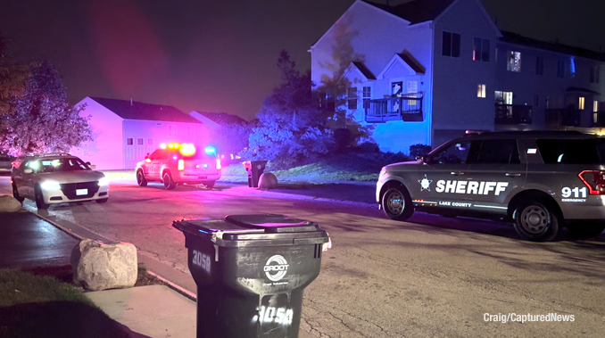 Lake County Sheriff's Office on the scene near townhouse in the Prairie Pointe neighborhood of Round Lake Beach on Wednesday evening, October 18, 2023 (Craig/CapturedNews)