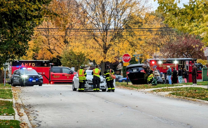 Rollover crash at Kensington Road and Waterman Avenue on Sunday, October 29, 2023