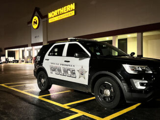 Several Mount Prospect police SUVs remain on scene after a Mount Prospect Fire Department ambulance departed the scene with an injured employee at Northern Tool, Tuesday evening, December 5, 2023