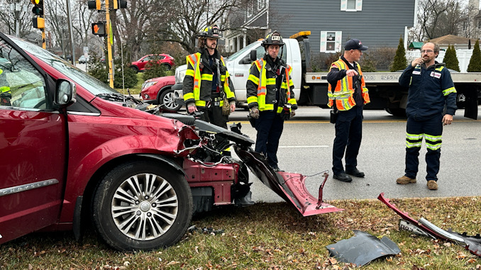 Crash scene at Arlington Heights Road and Olive Street on Saturday, December 23, 2023 (CARDINAL NEWS). 