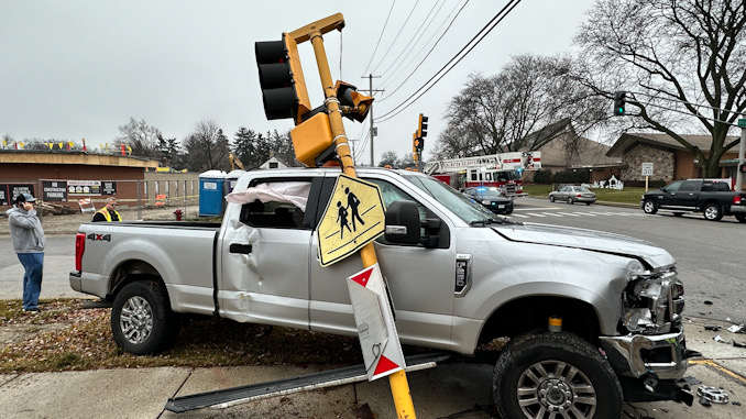 Crash scene at Arlington Heights Road and Olive Street on Saturday, December 23, 2023 (CARDINAL NEWS)