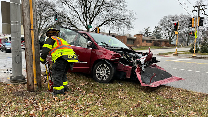 Crash scene at Arlington Heights Road and Olive Street on Saturday, December 23, 2023 (CARDINAL NEWS). 