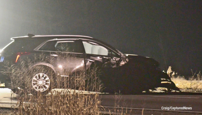 Crash scene on Route 120 near Hanlon Road around midnight Saturday, December 16, 2023 (Craig/CapturedNews)