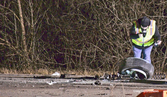 Crash scene on Route 120 near Hanlon Road around midnight Saturday, December 16, 2023 (Craig/CapturedNews)