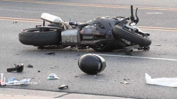 Motorcycle crash with a BMW SUV on Meacham Road north of Algonquin Road in Schaumburg, Wednesday afternoon, December 20, 2023