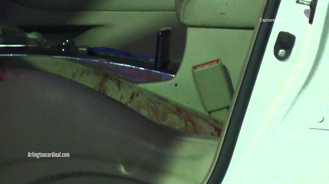 Significant blood was observed in the white Infiniti parked at the Shell gas station at River Road and Euclid Avenue in Mount Prospect (CARDINAL NEWS)