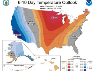 6-10 Day Temperature Outlook issued January 27, 2024 (NWS Climate Prediction Center)