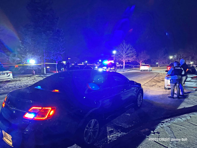Shooting investigation scene in the block of 4200 Barberry Lane in Zion Wednesday night, January 10, 2024 (PHOTO CREDIT: Jimmy Bolf)