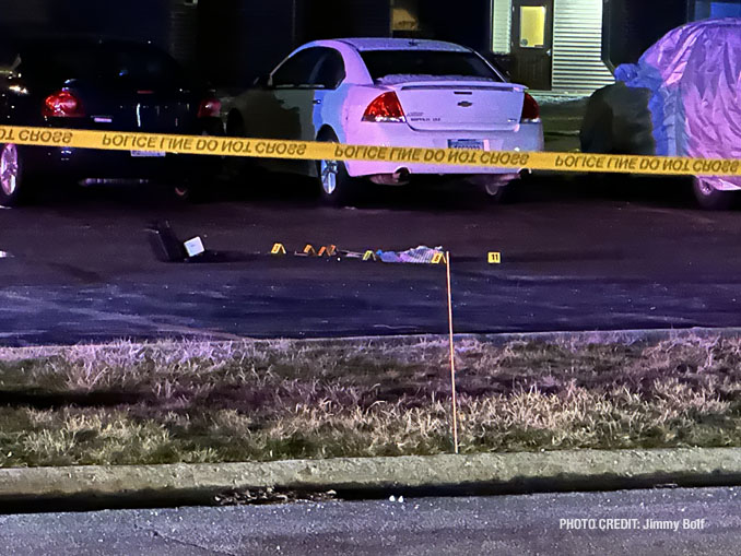 Shooting investigation scene in the block of 4200 Barberry Lane in Zion Wednesday night, January 10, 2024 (PHOTO CREDIT: Jimmy Bolf)