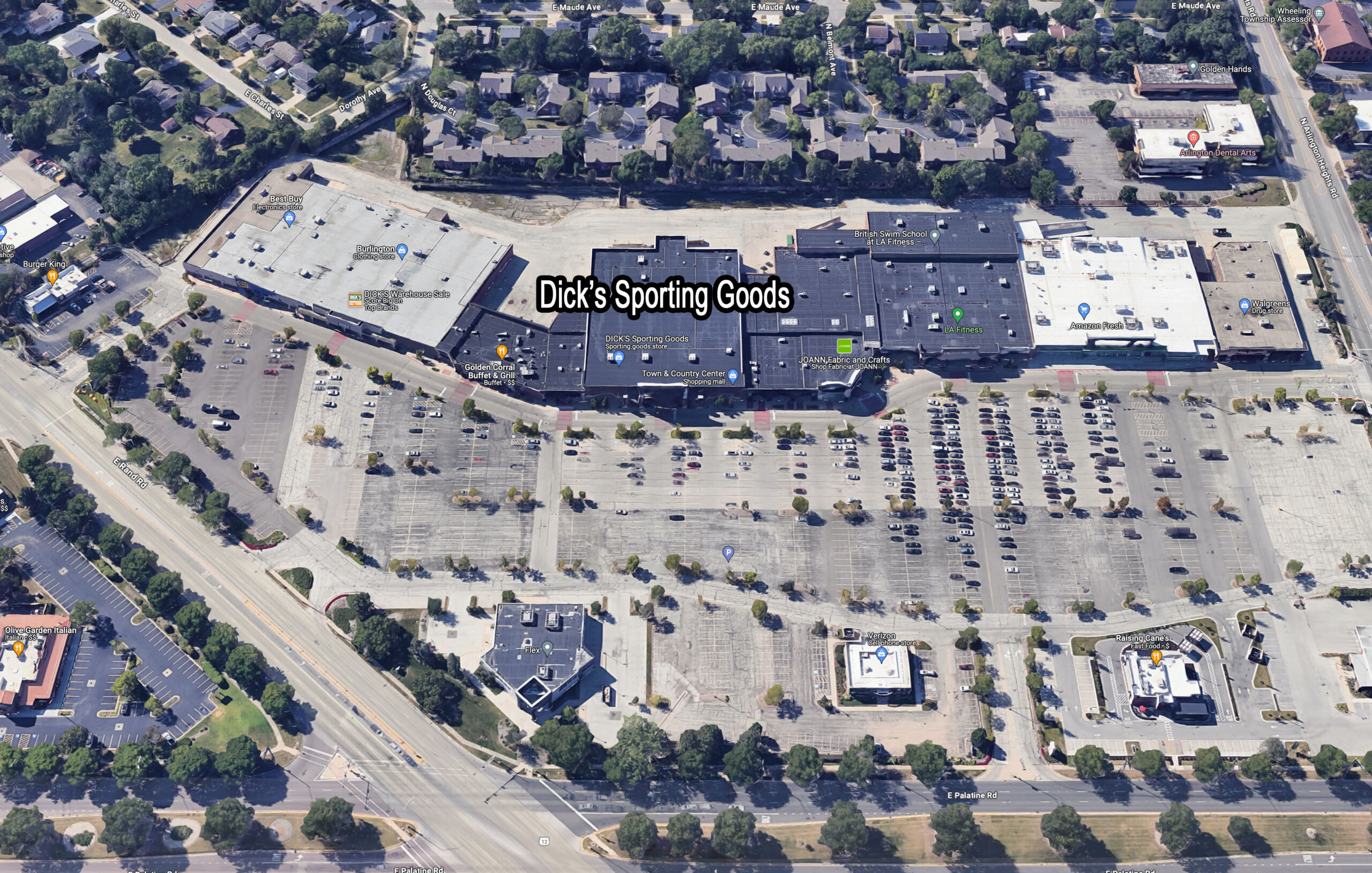 Dicks Sporting Goods aerial view (Imagery ©2024 Google, Imagery ©2024 Airbus, CNES / Airbus, Maxar Technologies, U.S. Geological Survey, USDA/FPAC/GEO,Map data ©2024)