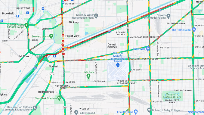 Interstate 55 on Saturday, January 20, 2024 about 3:50 p.m. (Map data ©2024)