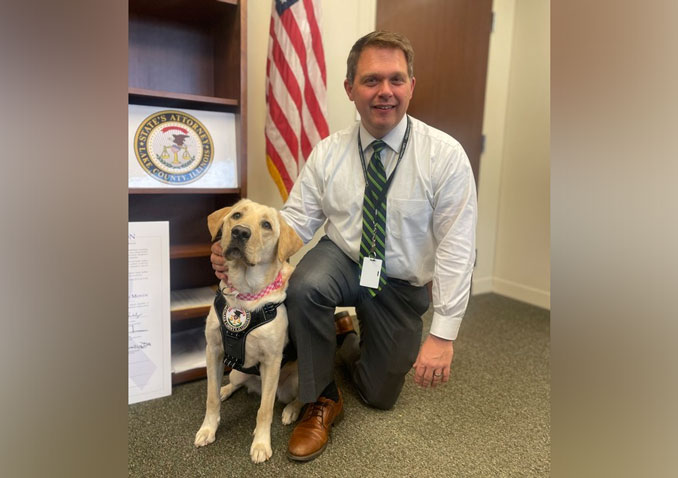 K-9 Grip and Lake County State's Attorney Eric Rinehart (SOURCE: Lake County State's Attorney's Office)