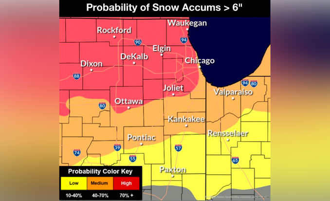 Winter Storm Watch outlook January 12-13, 2024 (SOURCE: NWS Chicago)
