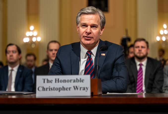 FBI Director Christopher Wray testifies before the House Select Committee on the Strategic Competition Between the United States and the Chinese Communist Party in Washington, D.C., on January 31, 2024 (SOURCE: FBI)