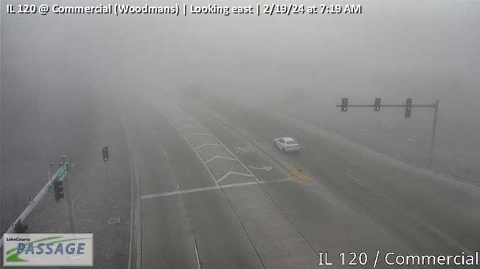 Fog in Volo near Woodmans's Food Market near Route120 west of US-12 (SOURCE: Lake County Passage)