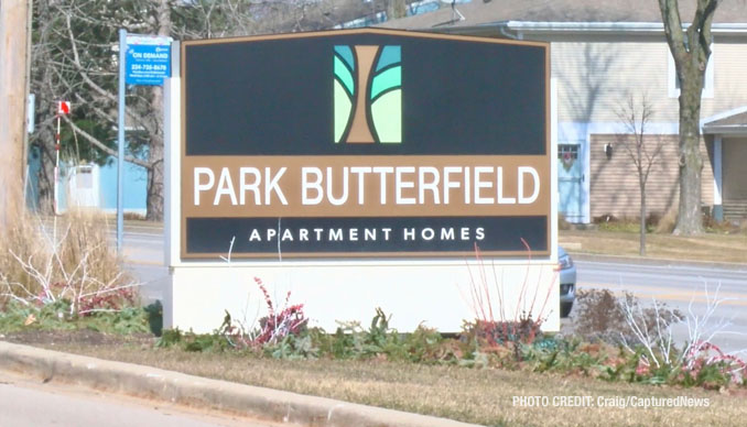 Police on scene mid-morning at the Park Butterfield Apartment Homes on Monday, February 26, 2024 after a stabbing death was discovered around 5:15 a.m. (Craig/CapturedNews)