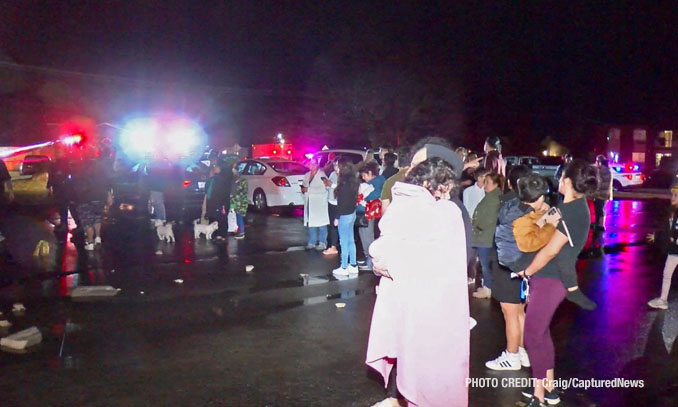 Twenty-one families were displaced after high winds caused a partial roof and wall collapse at an apartment building on Washington Boulevard in Mundelein February 27, 2024 (Craig/CapturedNews)