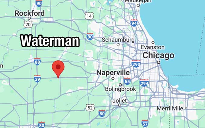 Waterman, Illinois (SOURCE: Map data ©2024 Google)