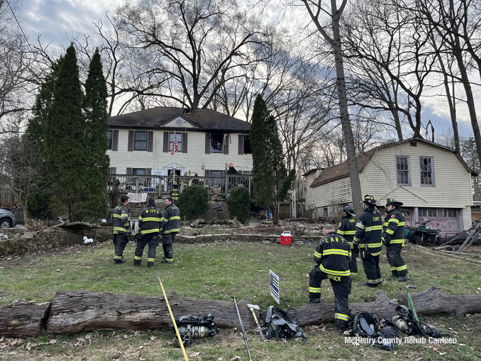 Front of the property where firefighters stopped a house fire on Riverside Drive in unincorporated Crystal Lake on Friday, March 29, 2024 (SOURCE: McHenry County Rehab Canteen)