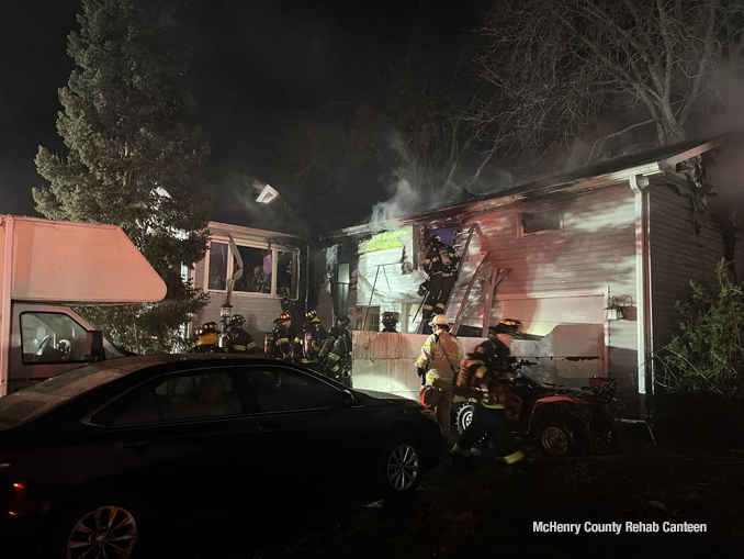 Scene of a fatal house fire on Magellan Drive in unincorporated McHenry early morning Wednesday, March 27, 2024 (SOURCE: McHenry County Rehab Canteen)