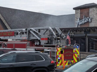Fire at buffet table at Austin's Saloon & Eatery on Peterson Road in Libertyville on Easter Sunday, March 31, 2024 (PHOTO CREDIT: John Coyne)