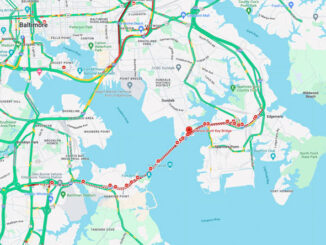 Francis Scott Key Bridge Traffic Map, March 26, 2024 at approximately 8:19 a.m. EDT (Map data ©2024 Google)