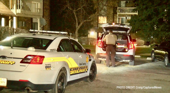 Cook County Sheriff's deputies on scene for investigation of a shooting at the Country Glen Apartments on Saturday, March 2, 2024 (PHOTO CREDIT: Craig/CapturedNews)