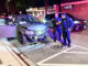 Police officer gathering information from a wrecked Dodge Journey after a crash with a tree on Arlington Heights Road just south of Northwest Highway about 2:30 a.m. Friday, April 19, 2024 (CARDINAL NEWS)