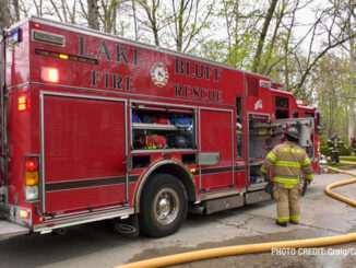 Lake Bluff firefighters on the scene of a house fire on Sunday, April 29, 2024 (Craig/CapturedNews)