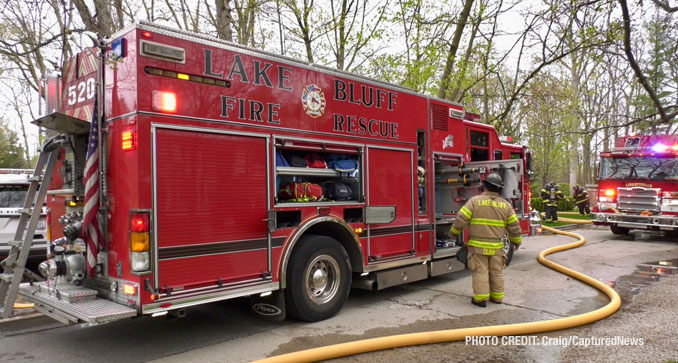 Lake Bluff firefighters on the scene of a house fire on Sunday, April 29, 2024 (Craig/CapturedNews)