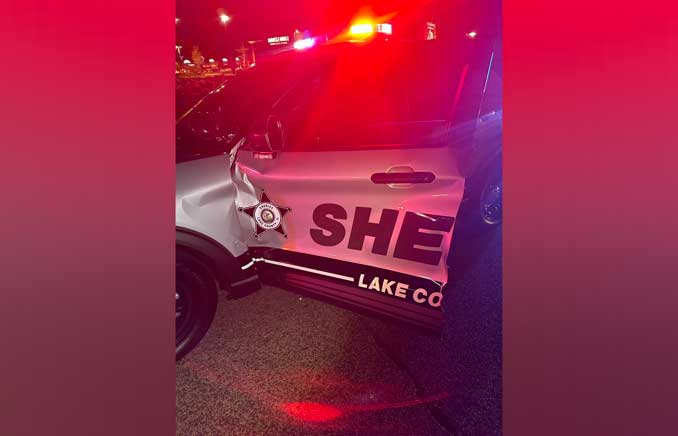Lake County Sheriff SUV hit during a traffic stop on Route 12 in Deer Park Sunday, April 14, 2024 (SOURCE: Lake County Sheriff's Office)