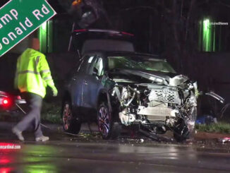 Toyota SUV at a rollover crash at Rand Road and Camp McDonald Road on Sunday, March 31, 2024 (CARDINAL NEWS)