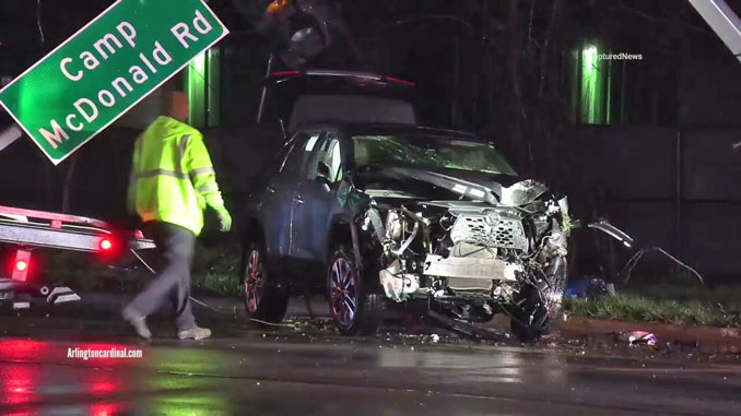 Toyota SUV at a rollover crash at Rand Road and Camp McDonald Road on Sunday, March 31, 2024 (CARDINAL NEWS)