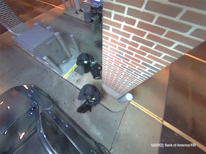 Two robbery suspects in the drive-thru ATM lane at the Lake in the Hills Bank of America on Tuesday night, December 17, 2024 (SOURCE: Bank of America/FBI)