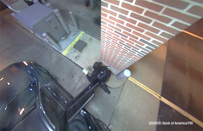 One robbery suspect in the drive-thru ATM lane at the Lake in the Hills Bank of America on Tuesday night, December 17, 2024 (SOURCE: Bank of America/FBI)