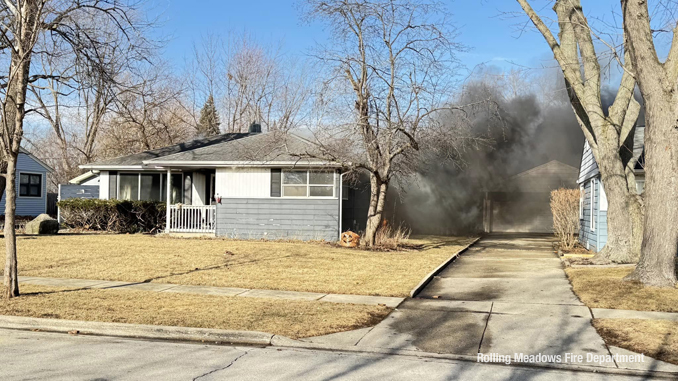 House fire on Bluebird Lane in Rolling Meadows just before firefighters arrived on Thursday, February 6, 2025 (SOURCE: Rolling Meadows Fire Department)