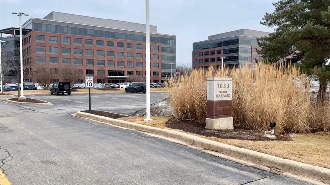 Driveway entrance to parking lot where the stolen ambulance was abandoned Wednesday, February 26, 2025 (CARDINAL NEWS)