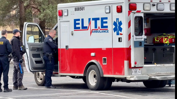 Northbrook police officers check a stolen ambulance (CARDINAL NEWS)