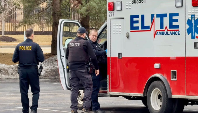 Northbrook police officers check a stolen ambulance (CARDINAL NEWS)