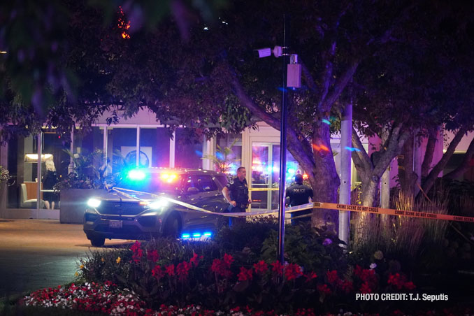 Crime scene at the Chicago Marriott Schaumburg, 50 N.orth Martingale Road in Schaumburg after a woman was shot around 10:10 p.m. Friday, July 25, 2025 (PHOTO CREDIT: T.J. Seputis)