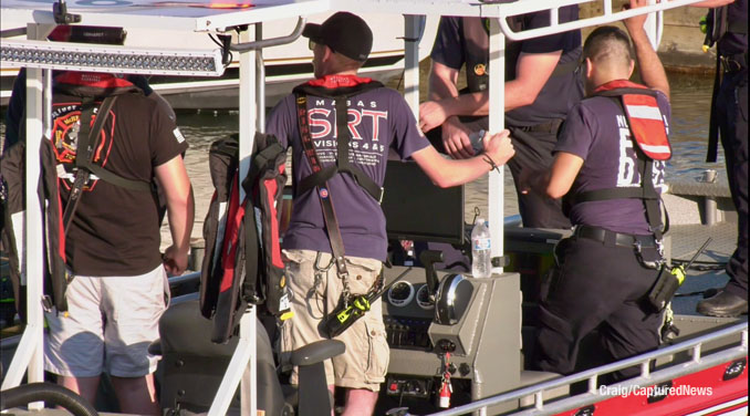 Firefighter rescuers at North Point Marina in Winthrop Harbor for a drowning on Saturday, July 12, 2025 (Craig/CapturedNews)