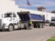 White and blue Peterbilt semi-trailer dump truck after a fatal crash with a motorcyclist on Friday afternoon, July 18, 2025 (SOURCE: Craig/Captured News)