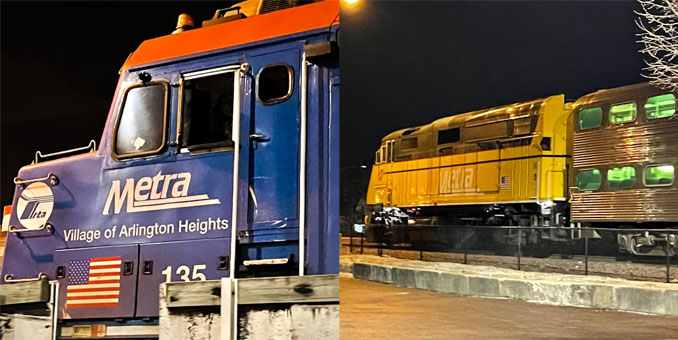 Metra Arlington Heights; Metra Chicago and North Western tribute locomotive (CARDINAL NEWS)